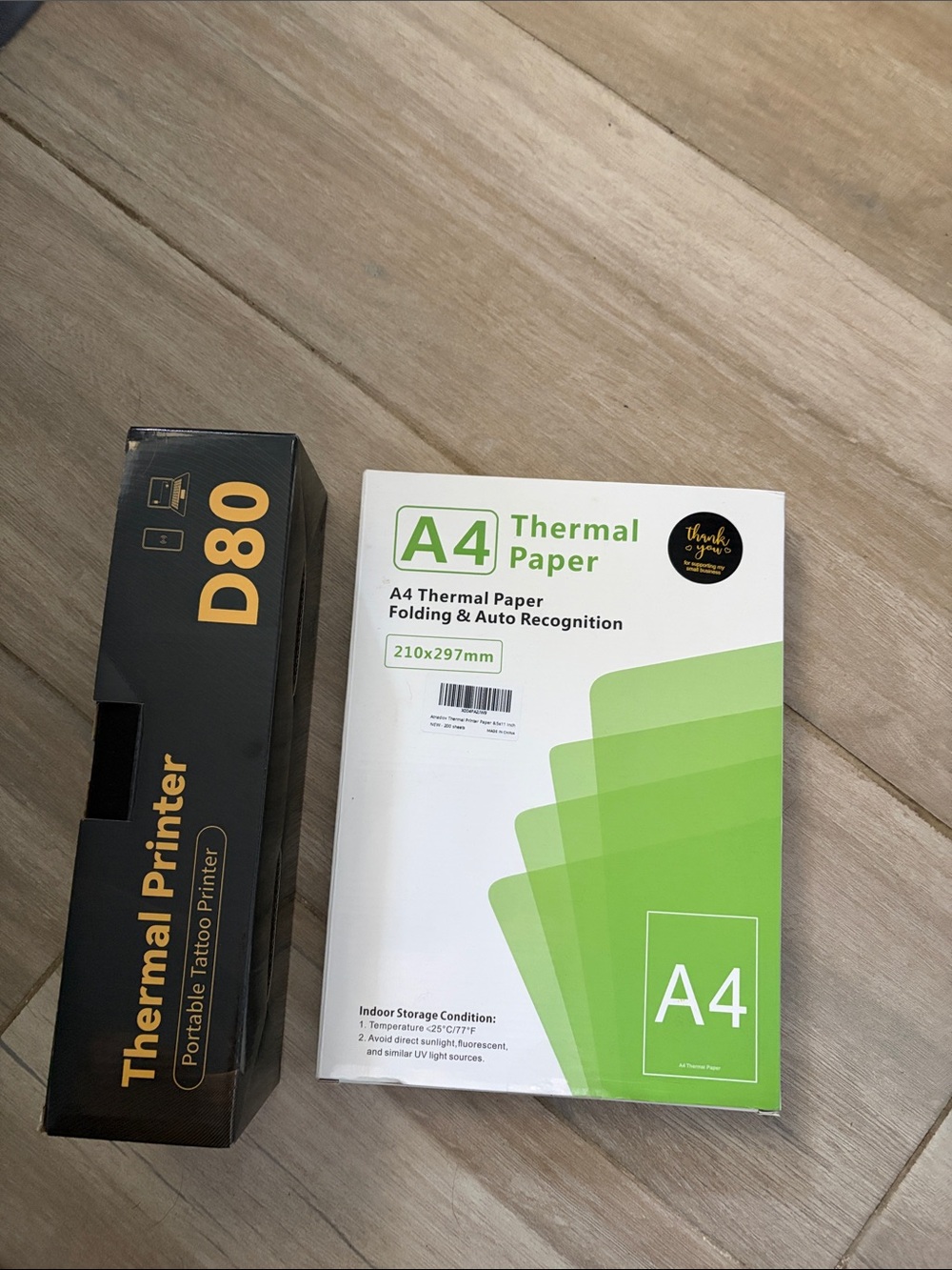D80 Thermal Printer & A4 Thermal Paper Bundle - Black Printer